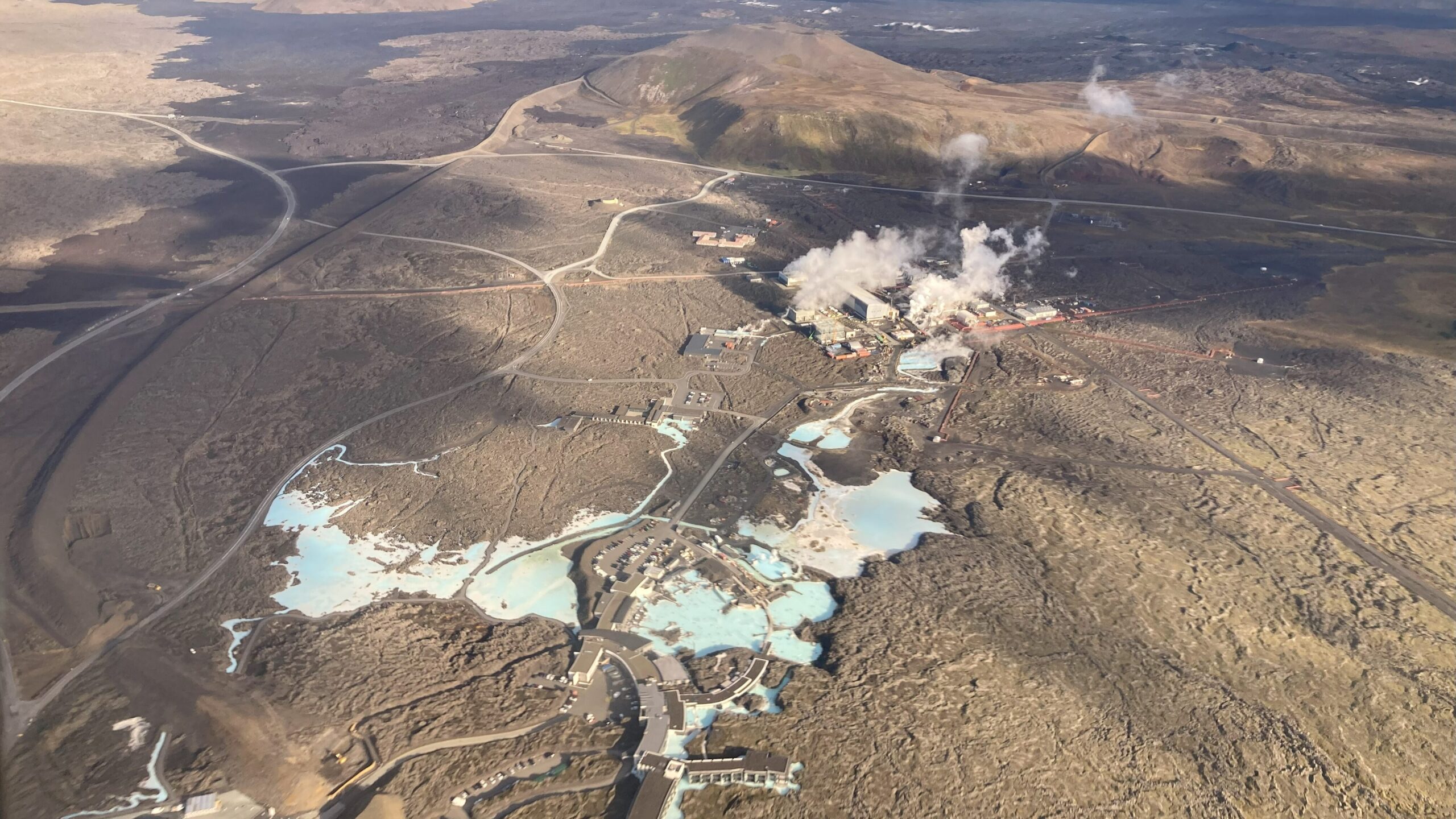 The Blue Lagoon image taken from the air during a helicopter tour.